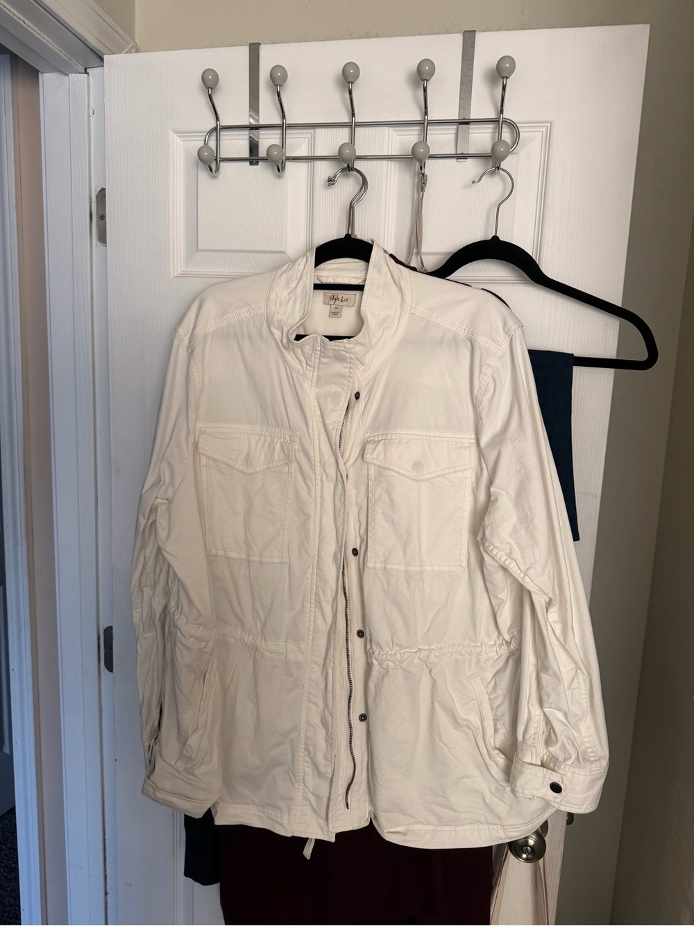 Style & Co. White Military Field Jacket